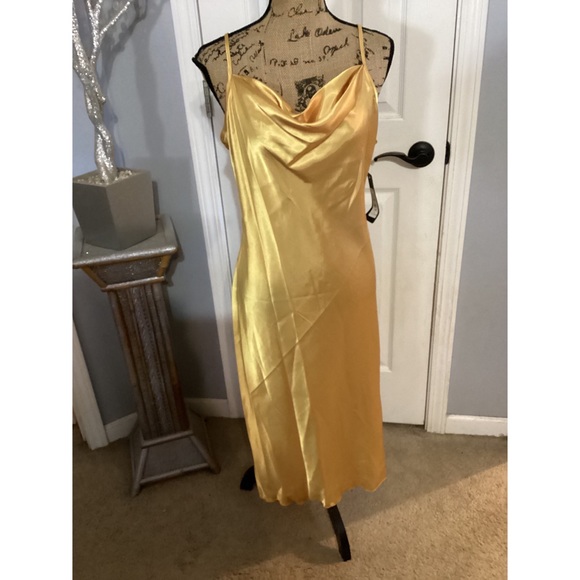 BEBE Gold Satin Dress - Picture 3 of 4